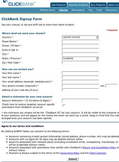 ClickBank signup FAQ