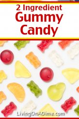 This 2 ingredient gummy candy recipe makes tasty fruity gelatin candies that the gummy candy lover in your family is sure to love! Find this and lots more easy Christmas candy recipes with 2 ingredients here!