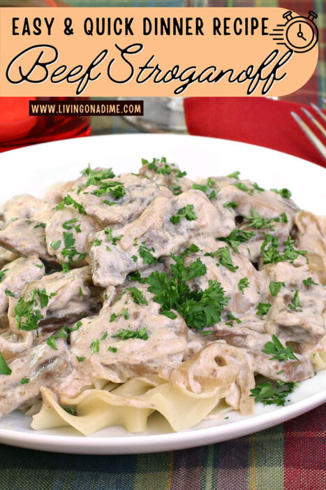 This easy beef stroganoff recipe makes a quick and easy dinner your family will love! Just 10 minutes to a no-fail restaurant-quality meal!