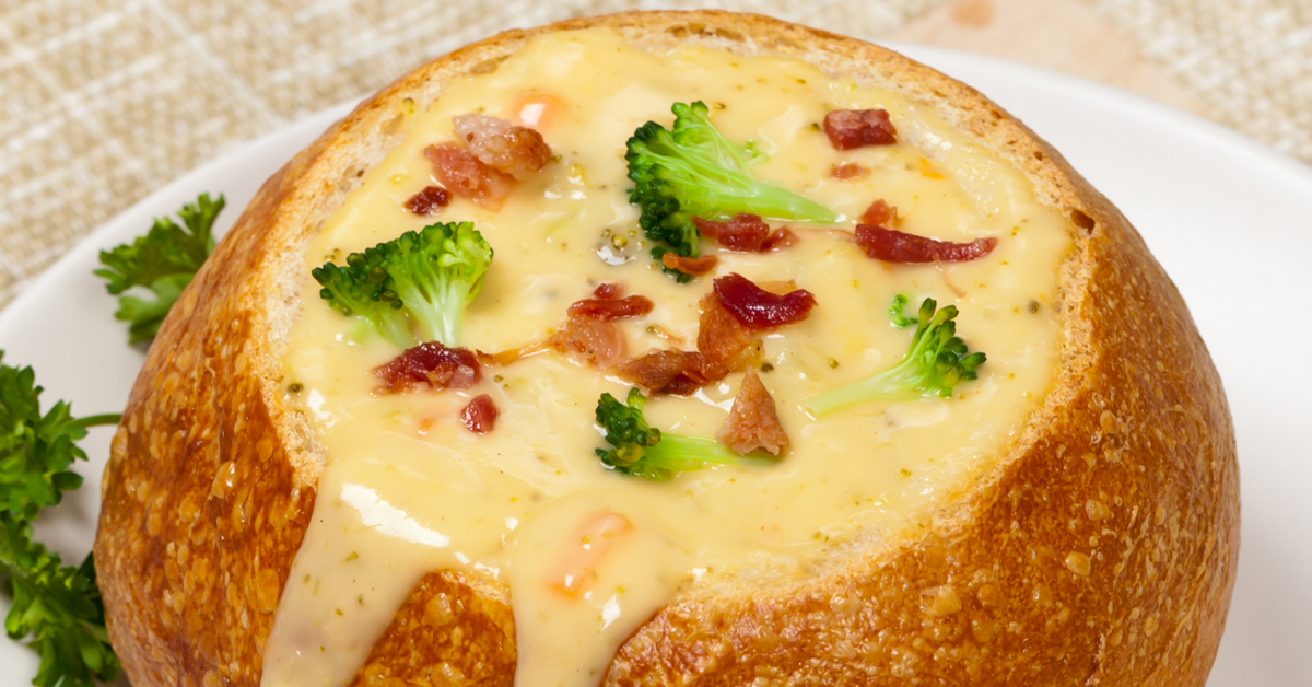 Broccoli Cheese Soup in Bread Bowls (VIDEO) 