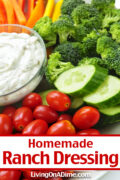 This homemade ranch dressing recipe can be used to make ranch dressing for salads or you can use it to make ranch dip. The ranch dressing mix is also delicious as a seasoning. Sprinkle on chicken, roast, hamburgers and more!